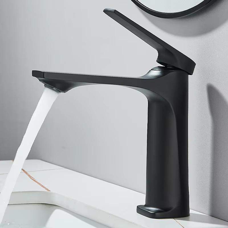 

Shinesia Bathroom Sink Faucet Brass Single Handle Deck Mounted Wash Basin Water Tap Hot And Cold Mixer Chrome&G1/2 чёрный