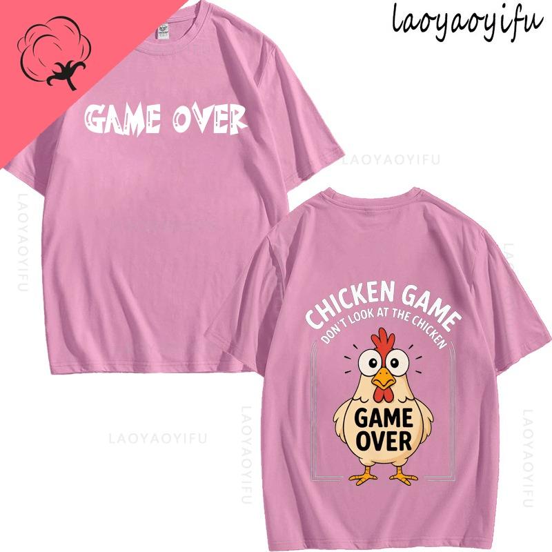 Chicken Game Theme 100Cotton Summer TShirt Shortsleev Tops Breathable Printed Fashion Mens Womens High Quality Oneck