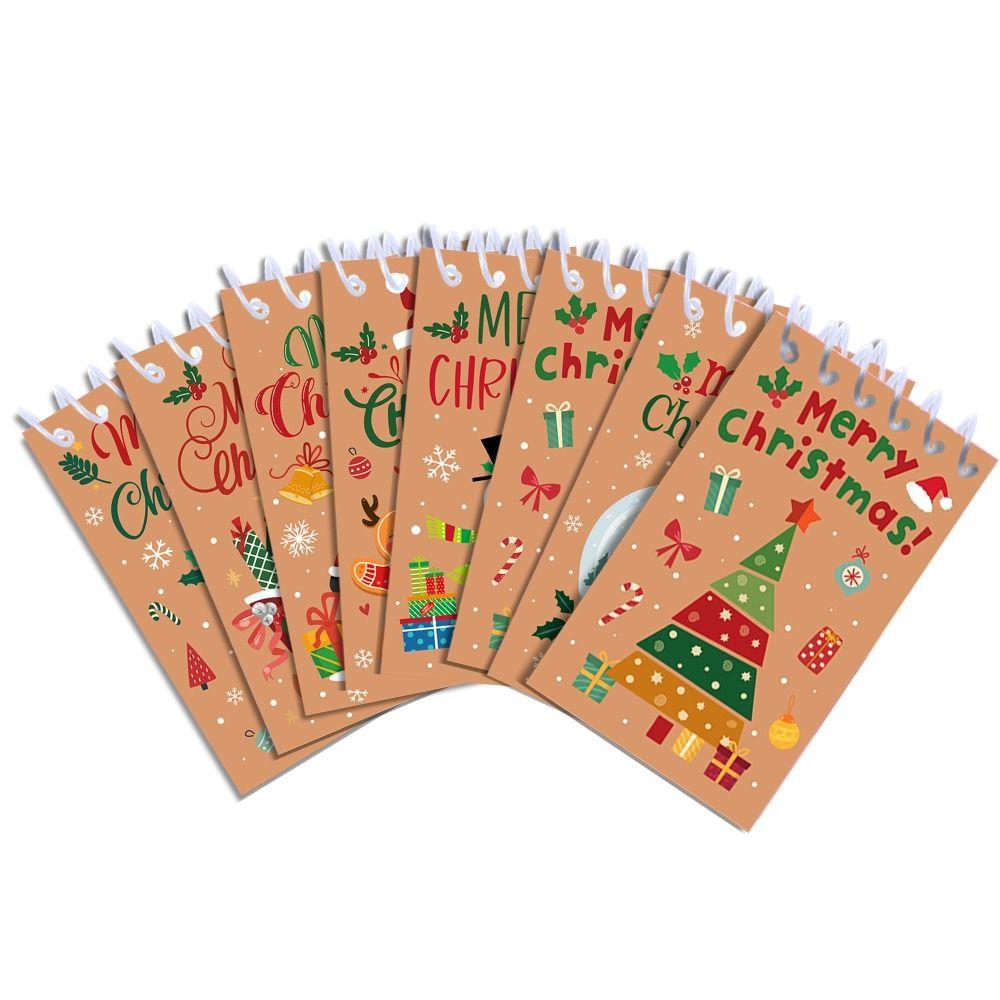 8PCS Coil Binding Santa Claus Notebook Mini Size Spiral Notebook Mini Notepads  Home Decorations