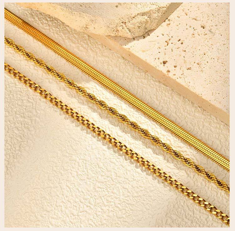 Layered Gold Plated Necklaces Non Tarnish, Herringbone/snake/rope/figaro Link Chain for Women, Waterproof Choker Necklace