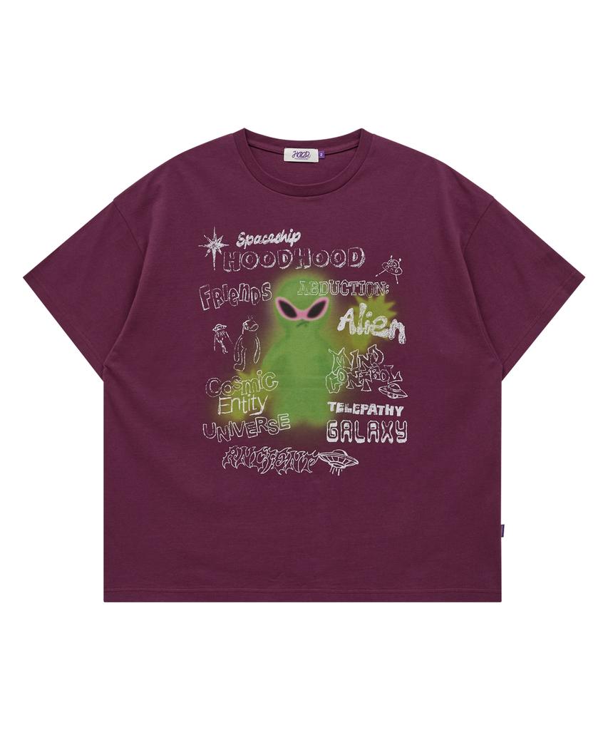 HOODHOOD Spray Alien Short Sleeve T-Shirt Purple