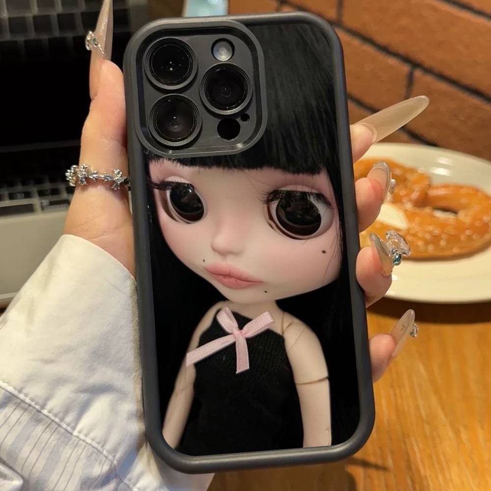 Dark Cute Girl Doll  Soft Silicone Case For iphone 17 Air 16 15 14 13 12 11 Pro Max Plus Shockproof TPU Phone Cover