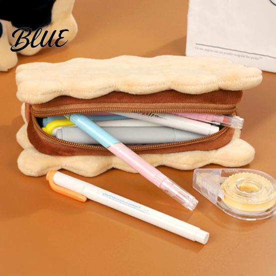 Compact Plush Organizer Stuffed Biscuit Cookie Stationery Shape for School Bag Soft Pencil Tactile Container Case Large Capacity Cosmetic