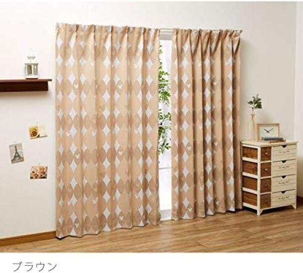 Disney Mickey Mouse Level 2 Blackout Set of 100 X Nordic Curtains, 2, 135cm, Style, Brown, SB-422