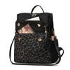 Vintage Leopard Print Backpack Women's Multi-functional Shoulder Bag Large Capacity Leopard Print Student Schoolbag
