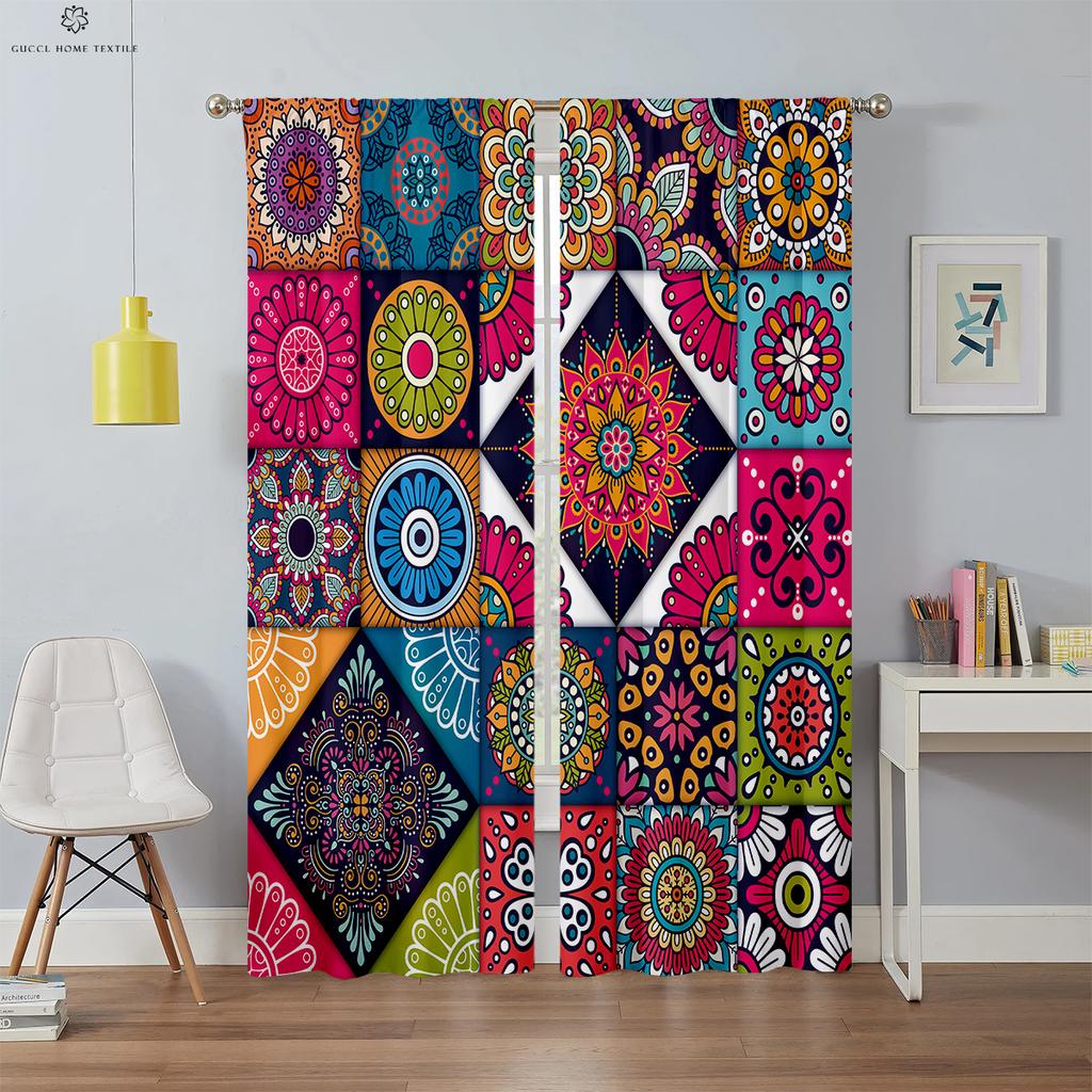 Bohemian Pattern Light blocking Curtains Heat Insulation Custom Bedroom Living Area Kitchen Area Study High Quality
