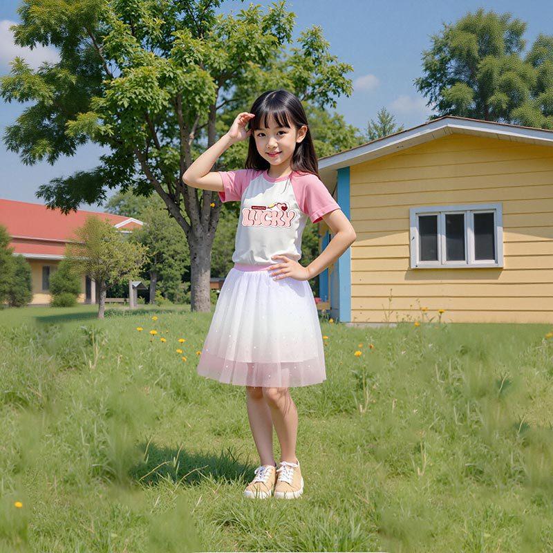 Girls' Fashionable Princess Tulle Short Skirt Summer Children's Sweet Sequined Short Skirt