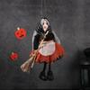 Eerie Apron Witch with Broom Suspended Decoration Chilling Adorment for Halloween Parties and Event Festives Ornament