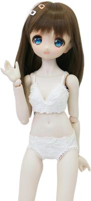 Petite Marie 1/3 Scale MDD DDP Lingerie Set (S/M Bust), Bra and Panties, White, Smooth Fabric with Floral Embroidery and Lace, Fits 40cm BJD Dolls [No