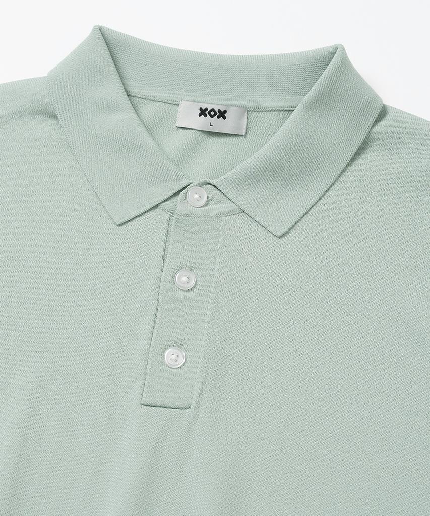XOX Button Collar Summer Cool Crop Short Sleeve Knit [Mint]