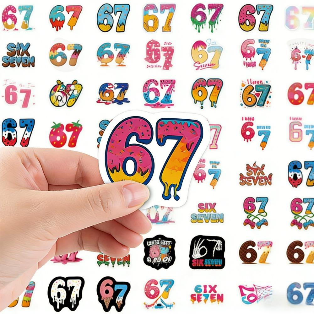 50Pcs Funny 67 Six Seven Stickers 67 Diy Stickers Scrapbooking Phone Luggage Waterproof Decals