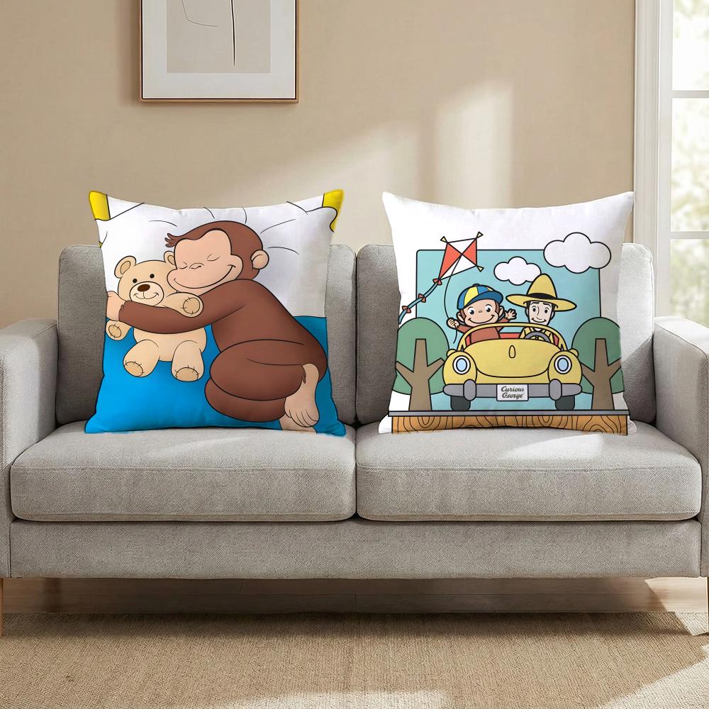 C-Curious George ZEICHENTRICK Kissenbezug Mehrzweck-Kissenbezug für Zuhause & Auto - Wendbar, Weich & Langlebig für den täglichen Gebrauch
