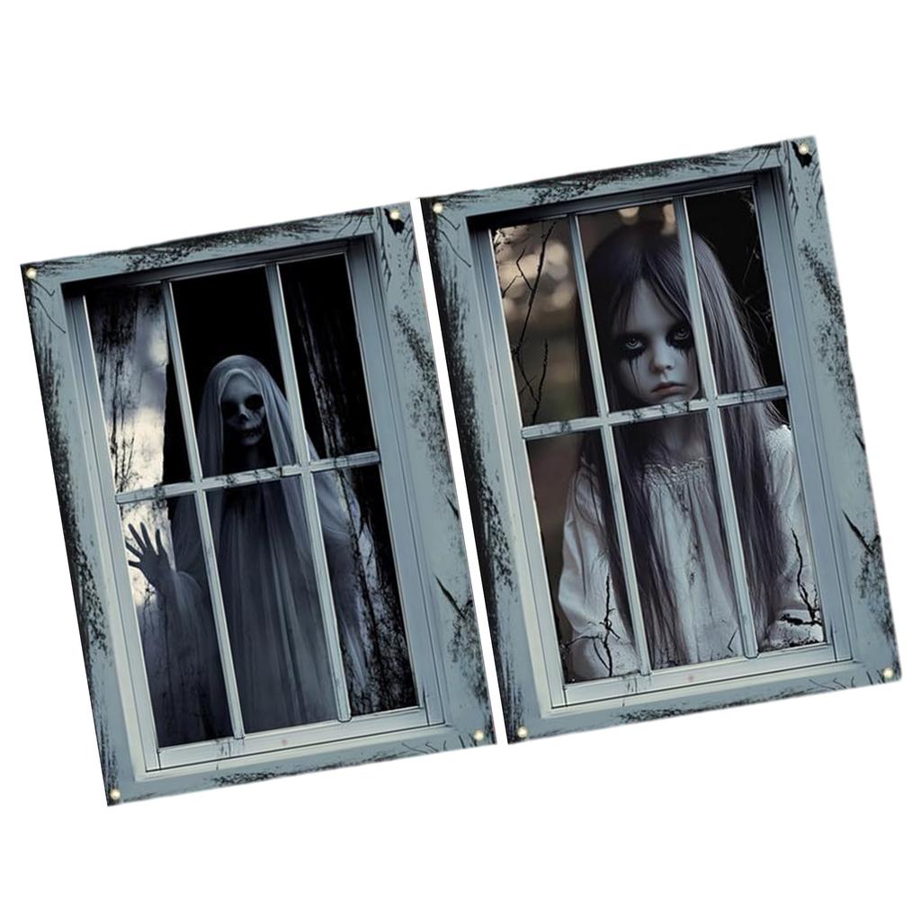 Halloween Horror Decoration Scary Ghostly Door Curtain For Window Party Background Hanging Fabric Polyester Washable