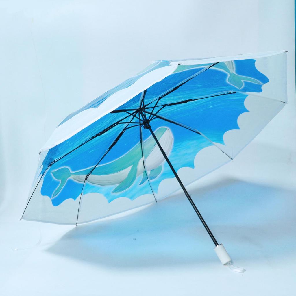 Dual-Use Automatic Transparent POE Umbrella - Xiaohongshu Style with Cats and Dogs Design