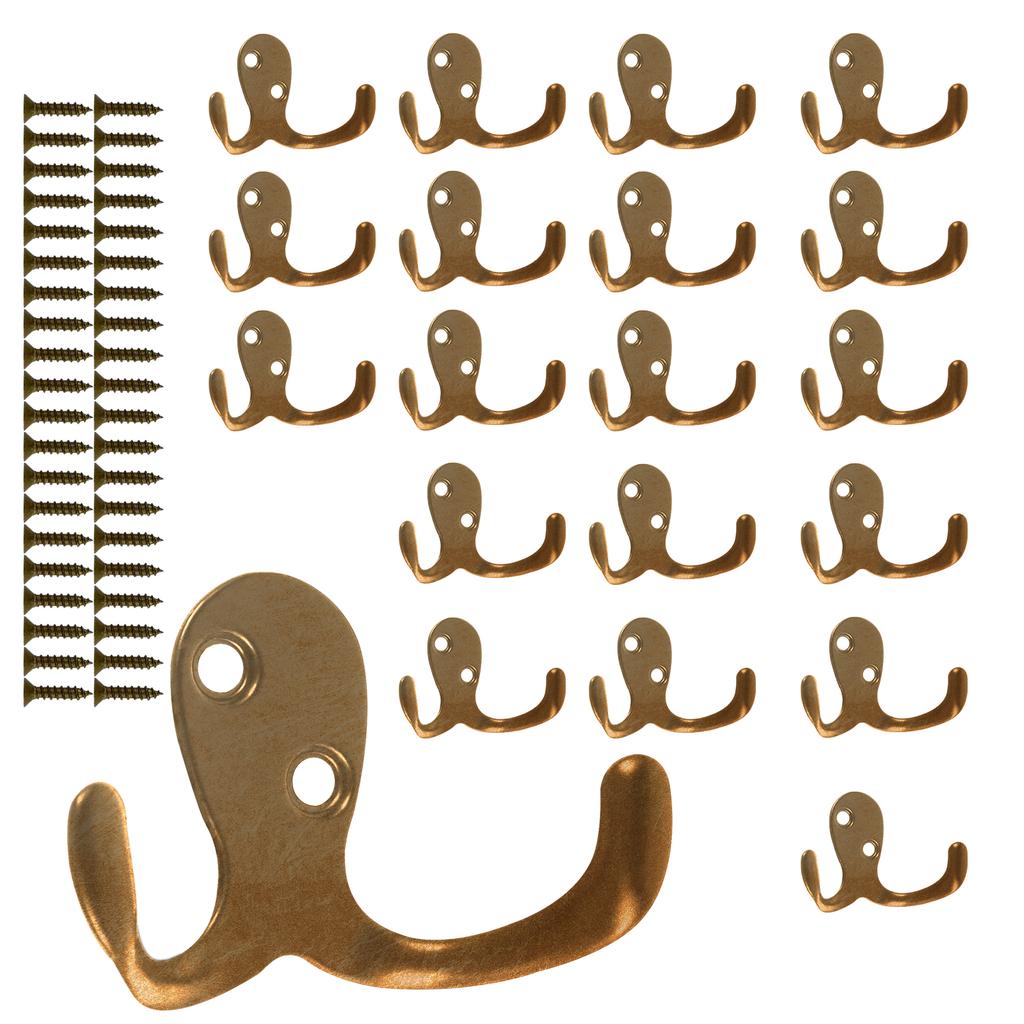 20 Pcs Clothes Double Hooks Wall Mounted Zinc Alloy Bathroom Towel Coat Hat Bag Hanging Hooks for Kitchen Bedroom Wall