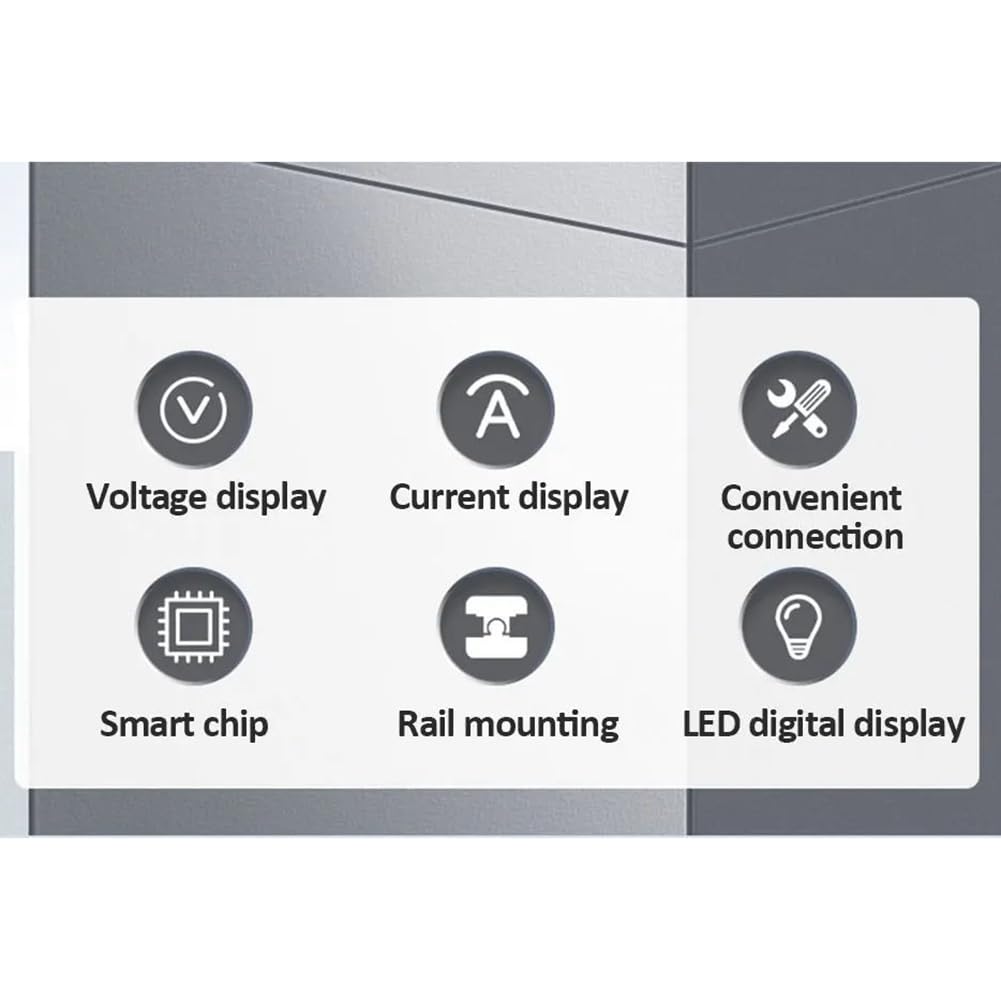 Alliteqwe Dual Display Combination Rail Type Single Phase Digital Meter, Digital DIN Rail Power Meter, AC Voltmeter, Ammeter, Energy Meter