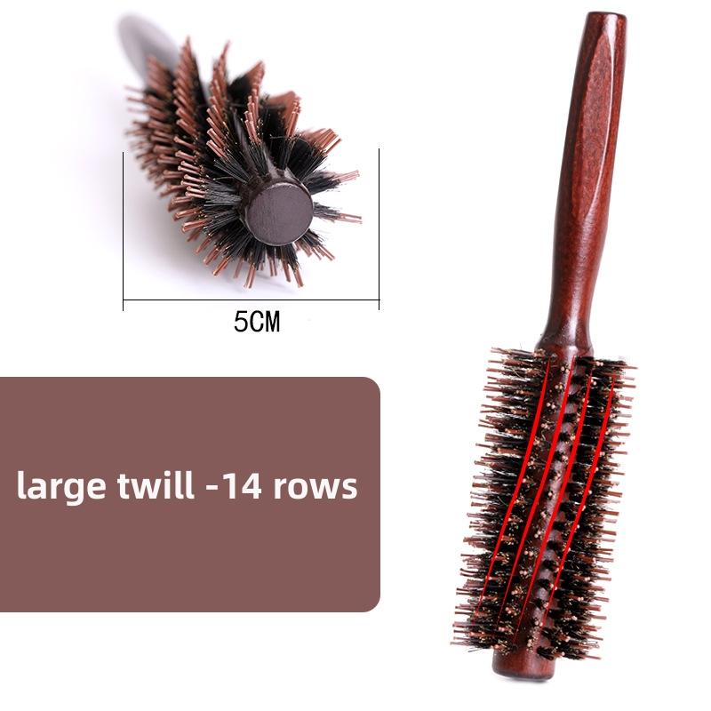 Wood Handle Round Rolling Brush Straight Twill Hair Comb Boar Bristle Round Barrel Hair Curling Brush Hairdressing Tool Hairdressing Accessories