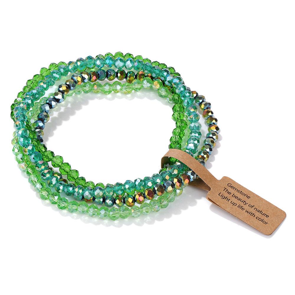 Set da 4 Pezzi Braccialetti Elastici con Perline di Cristallo Lucido Bohemien Facettati Colorati Braccialetti con Perline di Vetro di Cristallo Set di Braccialetti per Donne