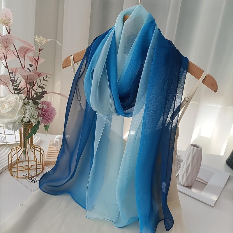 

Летний корейский женский маленький длинный шарф однотонный шелковый шарф тонкий солнцезащитный шифоновый шарф 50*150cm