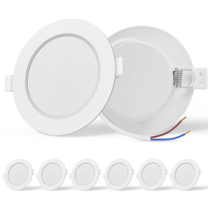 Spot encastrable LED - AIMOONSA - Lot de 6 - Extra plat - 9W (équiv. 72W) - Blanc froid 6500K