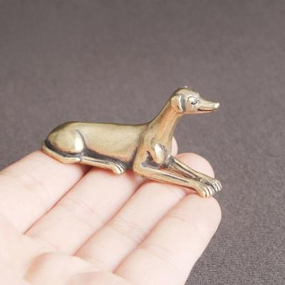 Adornos de escritorio de perro leal de latón macizo, figuras en miniatura de animales de cobre Vintage, decoraciones, regalos, accesorios de manualidades decorativas para el hogar