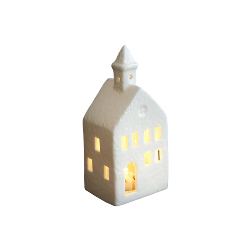 Ceramic Ornaments Luminous Christmas House House European Style Hollow Desktop Decoration Night Light Atmosphere Light