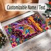 Leopard Theme Crystal Velvet Floor Rug Personalized Custom Name Text Warm Carpet Home Decoration