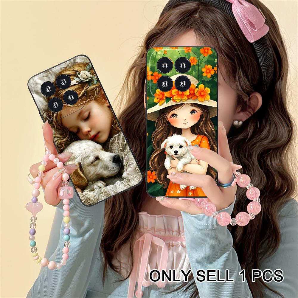 Girl Dog Puppy Matte TPU Mobile Phone Case for Xiaomi 15 14 13 12 Mi 11 T Ultra Lite Pro S X 5G Colorful Printing Cover
