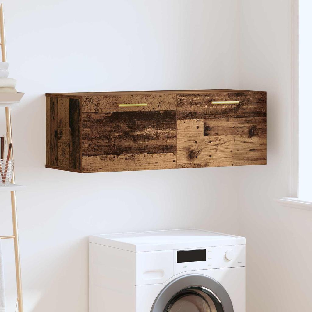 Wall Mounted Cabinet in Reclaimed Wood Look 100 x 36.5 x 35 cm Engineered Wood