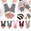 Striped Knitted Mittens Fingerless Fingerless Gloves New Arm Warmers  Women