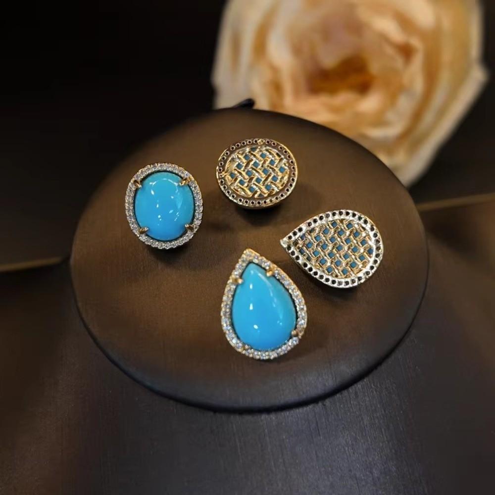 Oval Shape Stud Earrings Palace Style Oval Earrings Versatile Drop Dangle Earrings Daily Wear