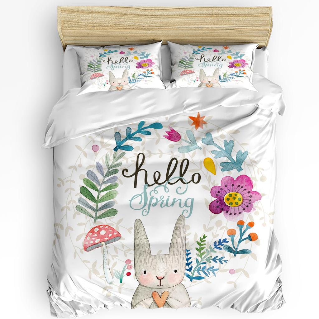 3pcs Bedding Set Easter Bunny Eggs Holiday Animal Home Textile Duvet Cover Pillow Case Boy Kid Teen Girl Bedding Covers Set