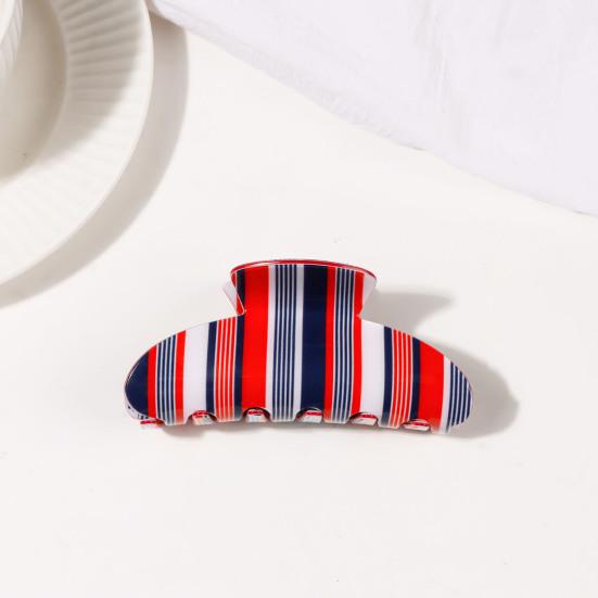 Hair Claw Colorful Striped Design Back Head Hair Clip Anti-slip Teeth Strong Grip Shower Hair Clamp Versatile Use Hair Accessory