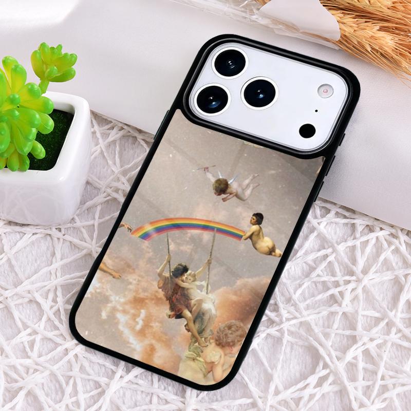Vintage Painting Paradise Angel Shockproof Phone Case for iPhone 17 Air 16e 15 11 12 14 13 Pro Max Cover Coque