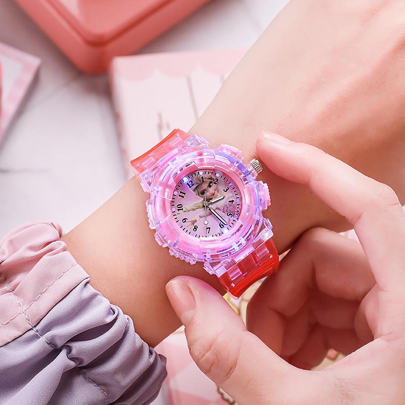 Student Children'S Watch Women'S Plastic Frozen Luminous Glowing Bracelet Niche