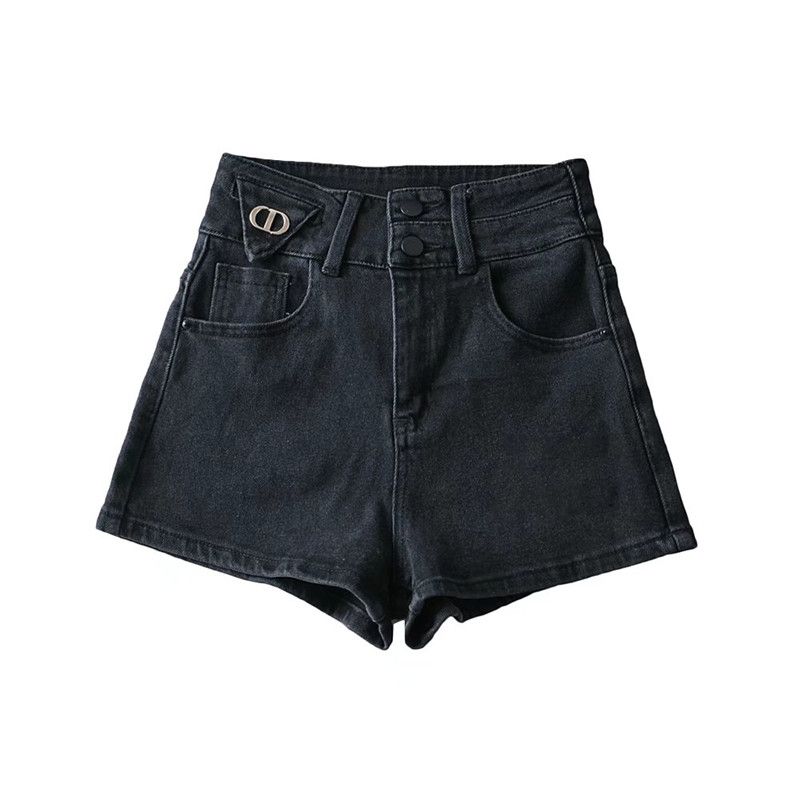 Ur Washed High Waist Metal-Decorated 3-Color Denim Shorts