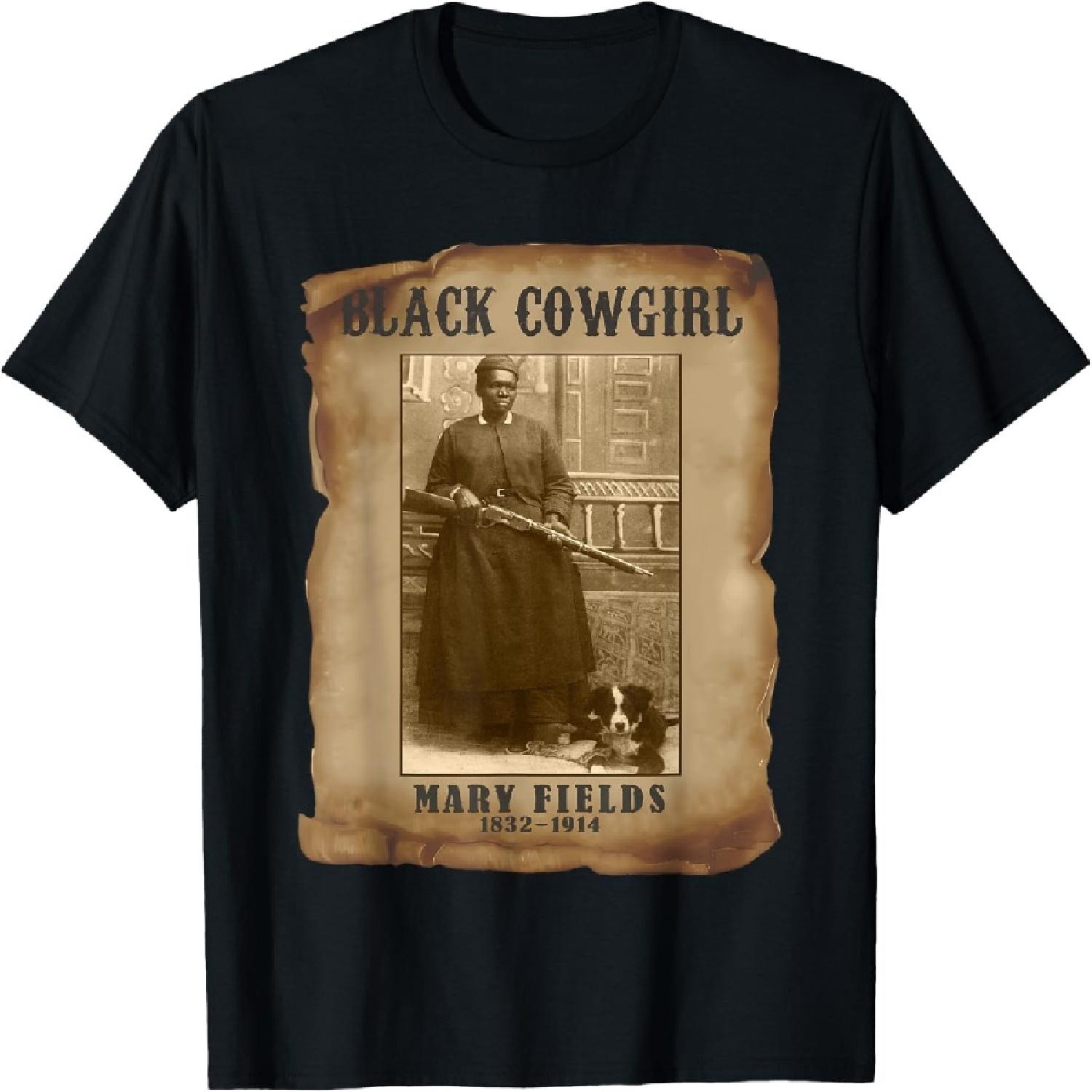 Black Cowgirl Mary Fields Western Rodeo Texas Black History T-Shirt(1) S