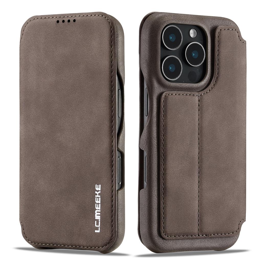 LC.IMEEKE For iPhone 16 Pro Case Card Holder Stand Leather Phone Cover