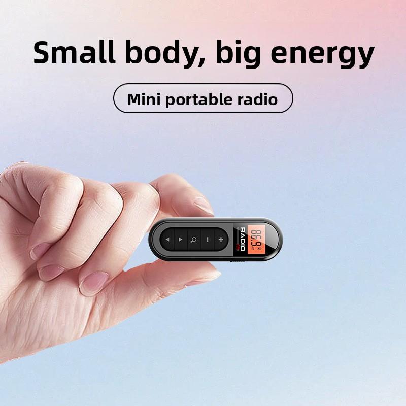 FM Radio Mini Rechargeable with Clip Meeting Guide Horse Racing Sports Portable Lavalier