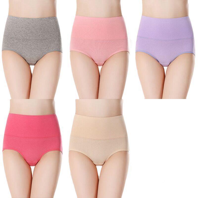 5PCS/Set Women's High Waist Cotton Panties Briefs Soft Breathable Comfy Underwear Plus Size M-XXXXL