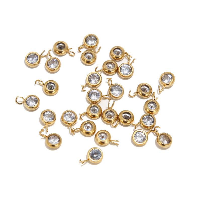 Colgante de Zircón Cadena de Acero Inoxidable Collar Joyería DIY