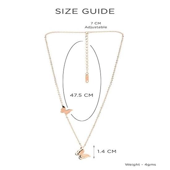 Rose Gold Stainless Steel Dual Butterfly Charm Pendant for Women