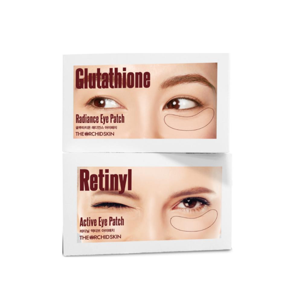 The ORCHID Skin Eye Patch Duo Set - Retinyl Active & Glutathione Radiance for Anti-Wrinkle & Brightening Care, 5 Pairs