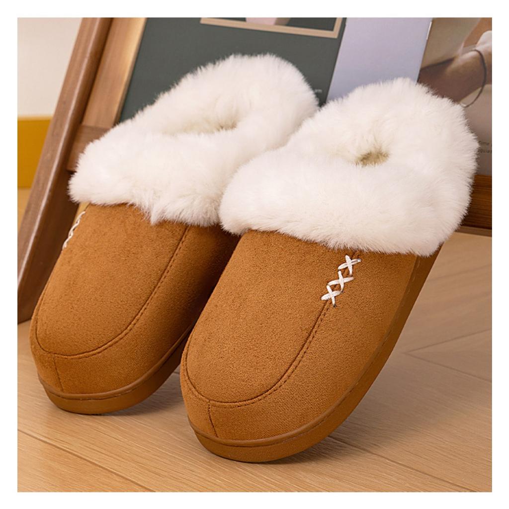 Hairy Slippers for Women, Winter New Style, Warm and Comfortable Home Slippers with Thick Cotton and Velvet Added