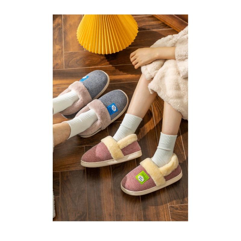 Winter Paar Tasche mit Baumwollpantoffeln für den Innenbereich zu Hause Rutschfest Abriebfest Warm und mit dicker Sohle