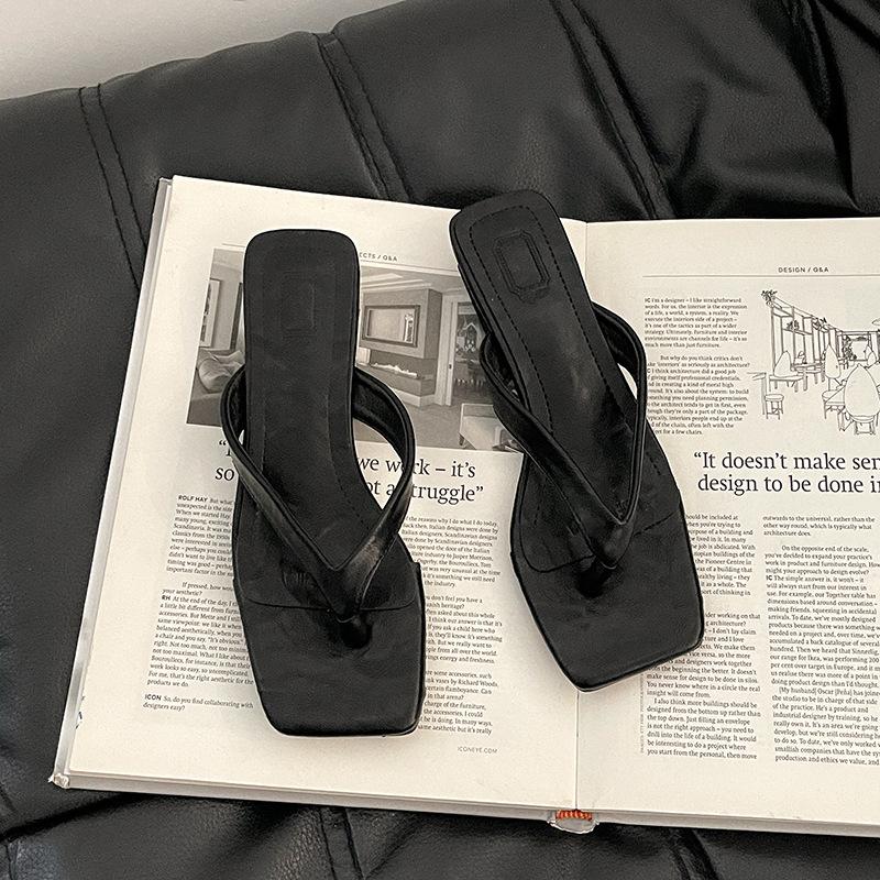 

Повседневные ретро пляжные шлепанцы женские летние новая мода универсальные с квадратным носком на танкетке крутые шлепанцы женские 35