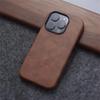 Retro Crazy Horse Leather MagSafe Phone Case For iPhone 16 Pro 15 14 13 12 17 Pro Max Simple Leather Texture Magnetic Phone Case