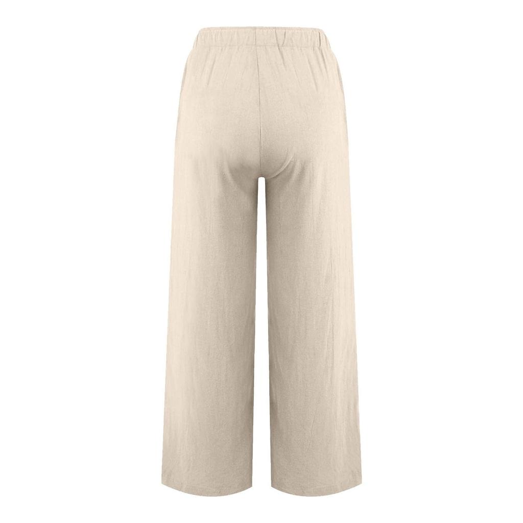 Womens Pants Wide Leg High Waisted Palazzo Pants Summer Flowy Beach Casual Trousers with Pockets