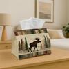 1pc Forest Moose Silhouette Tissue Box- Woodland Scenic Art Napkin Storage Box, Suitable for Rolls/facial Tissues/single Sheets, Multi-functional Stor
