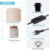 40.64 Cm Retro Farmhouse Table Lamp for Living Room Bedroom Rustic Linen Bedside Nightstand Lamps for Kids Room Study Office, Cylinder LED